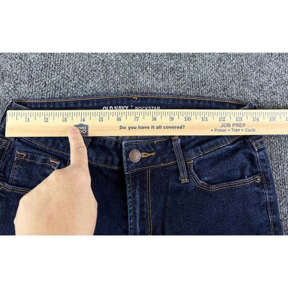 Old Navy Rockstar Mid-Rise Skinny Jeans Dark Wash Stretch Denim Size 8 Regular - Picture 5 of 12